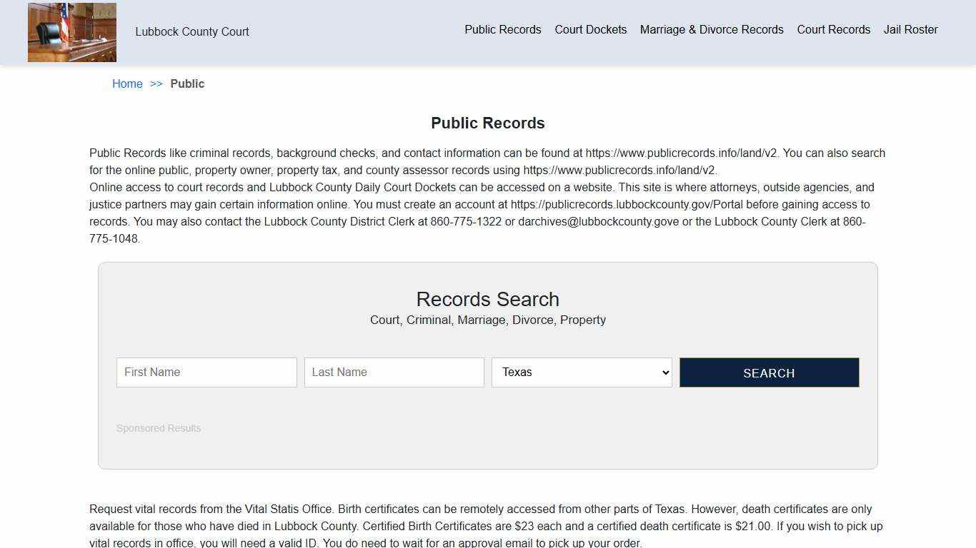 Public Records | Lubbock County Court